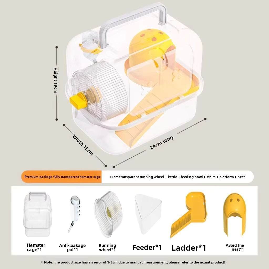 Luxe Dubbeldek Hamstervilla – Transparant & Draagbaar