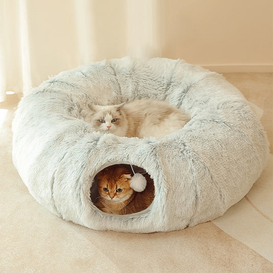 Pluche Kattenbed met Tunnel en kattenkruid balllen