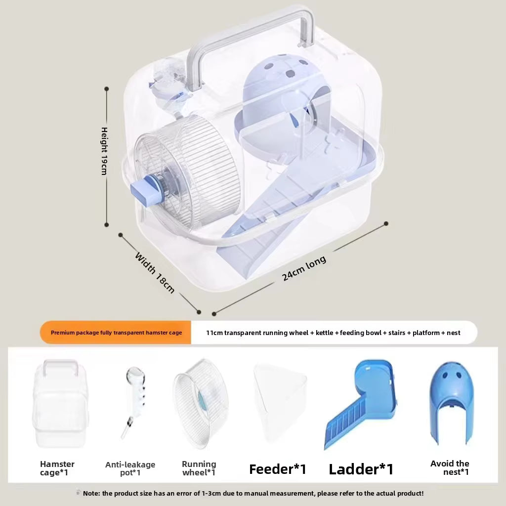 Luxe Dubbeldek Hamstervilla – Transparant & Draagbaar